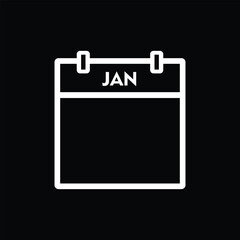 calender icon, january icon with black background