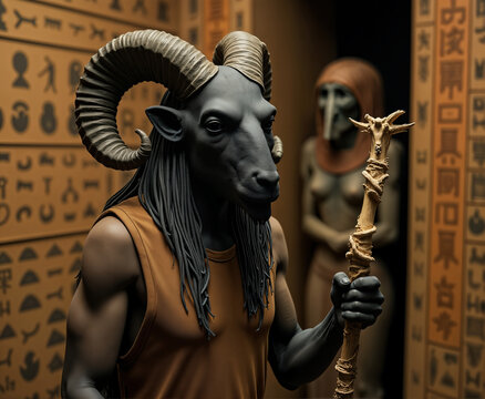 Kherty, an ancient Egyptian god, was a ram-headed deity associated with the underworld and protection. He guarded the necropolis and guided souls
