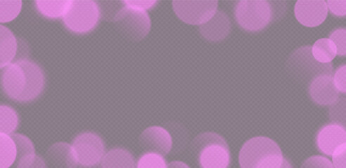 Pink bokeh frame, blurry background, festive decoration. Vector illustration.