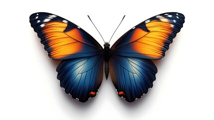 Obraz premium Vivid butterfly wings with contrasting colors displayed against a plain backdrop.