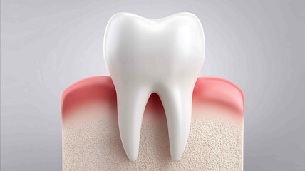 Simple and elegant dental diagram showing a single tooth with gum line gently retracted no blood or surgical visuals minimal color palette sterile and informative realistic infograp