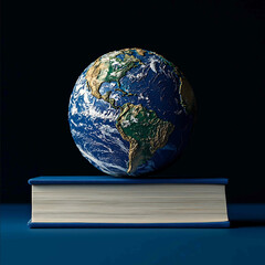 Earth Globe on Books World Book Day Celebration copy space 8K