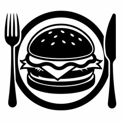 burger and fork