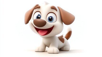 Adorable Cartoon Puppy with Big Blue Eyes and Playful Expression Perfect for Childrens Conten