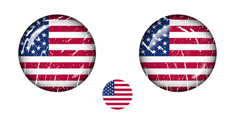 retro vintage style 3d round american flag button vector illustration. Circle usa freedom flag to use for 4th july independence day, memorial day projects. 