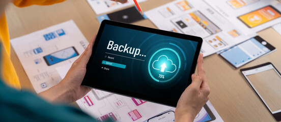 Backup Storage Data Internet Technology Business concept. Database storage cloud technology file...
