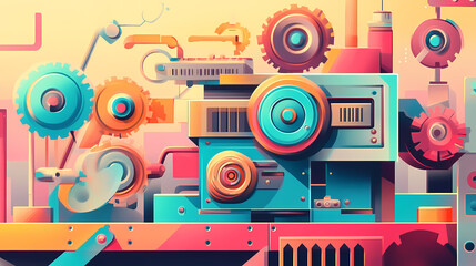 Templates for tech blogs. Wonderpress Machine. Illustration