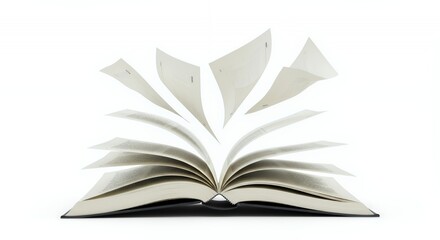 Damaged Textbook Isolated White Background Representing Lost Studies with Floating Pages Perfect for Educational Promotion Ads and Design Templates Detailed Illustration