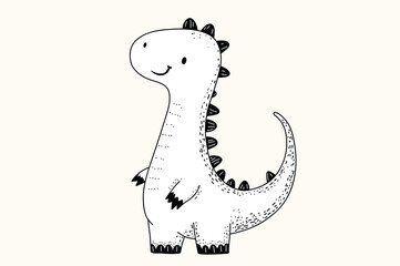 A cartoon dinosaur. The dinosaur is small and cute, with a big smile on its face. The image has a playful and lighthearted mood
