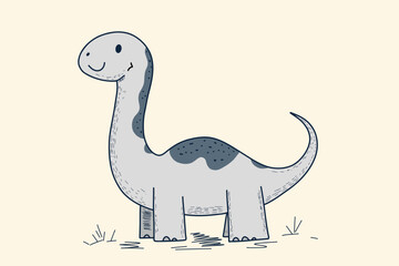 A cartoon dinosaur. The dinosaur is small and cute, with a big smile on its face. The image has a playful and lighthearted mood