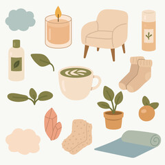 Cozy Self-Care Minimal Aesthetic Sticker Pack