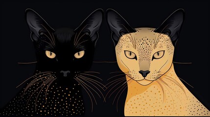 Obraz premium illustration of black and white cats