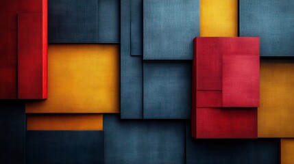 Abstract Geometric Composition with Bold Colors and Textured Panels