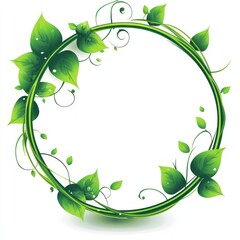 Green leaf circle frame for nature design