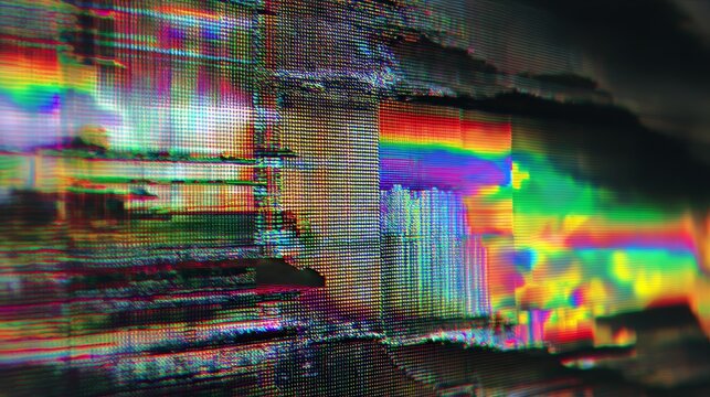 Digital glitch on vintage CRT screen