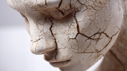Cracked clay skin on mannequin