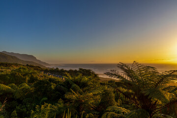Beautiful sunset on the west coast of the South Island, New Zealand
