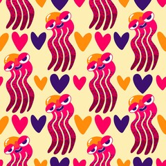 Summer ocean animals seamless octopus pattern for wrapping paper and fabrics and linens and kids clothes