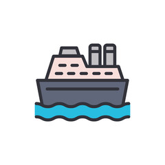 Obraz premium Cruise ship colored icons, minimalist vector illustration ,simple transparent graphic element .Isolated on white background