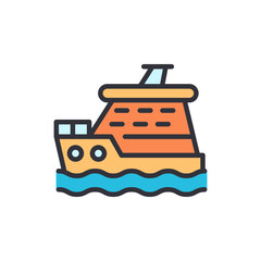 Obraz premium Cruise ship colored icons, minimalist vector illustration ,simple transparent graphic element .Isolated on white background