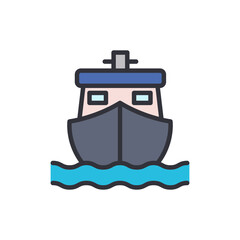 Cruise ship colored icons, minimalist vector illustration ,simple transparent graphic element .Isolated on white background