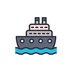 Obraz premium Cruise ship colored icons, minimalist vector illustration ,simple transparent graphic element .Isolated on white background