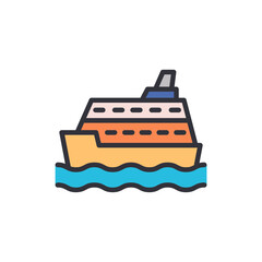 Obraz premium Cruise ship colored icons, minimalist vector illustration ,simple transparent graphic element .Isolated on white background