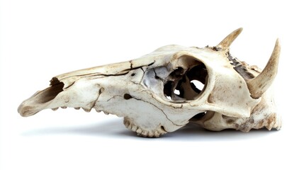 Deer skull isolated on white background; wildlife study
