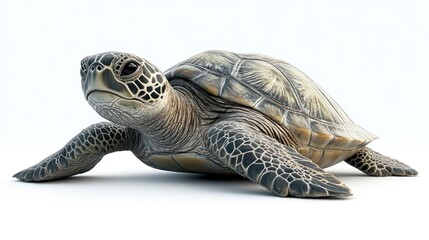 Obraz premium Detailed CloseUp of a Sea Turtle with Textured Shell and Flippers Ideal for Nature and Wildli