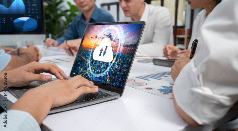 Poster cloud computing software for brisk remote work and personal data storage