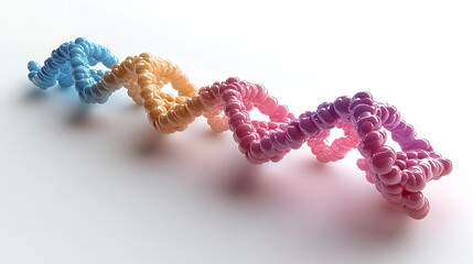Colorful DNA helix structure illustration in pastel hues.