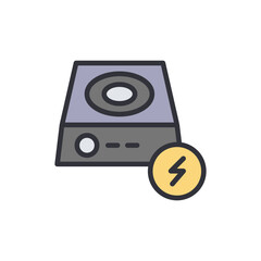 Fototapeta premium Electric stove colored icons, minimalist vector illustration ,simple transparent graphic element .Isolated on white background