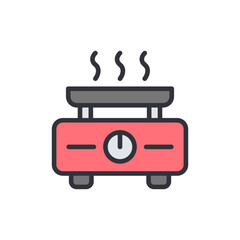 Electric stove colored icons, minimalist vector illustration ,simple transparent graphic element .Isolated on white background