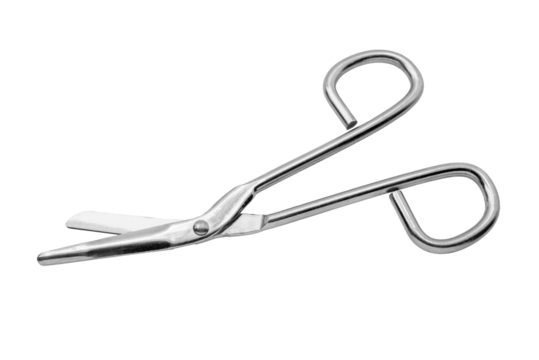 Stainless steel medical bandage scissors,  scissors for medical purposes isolated