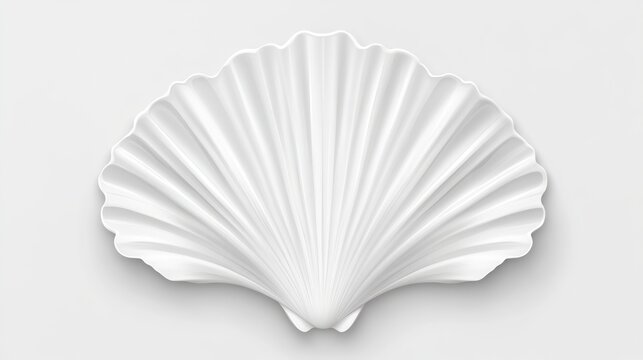 Elegant White Shell with Intricate Ridges and Soft Shadows Ideal for Nature Minimalism and D
