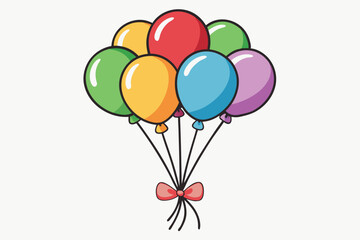 Bright assortment of colorful balloons tied together, perfect for celebrations and events, ideal for party invitations or festive designs