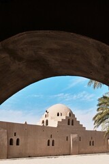 Luxor, Egypt - December 26 2023: New Gourna Village Mosque designed by Hassan Fathy