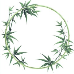 Circular Bamboo Frame, Nature Design, Empty Space, Decorative Element, For Background or Design