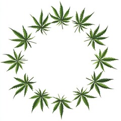 Cannabis leaves frame, decorative graphic, nature element, vector illustration, for design use