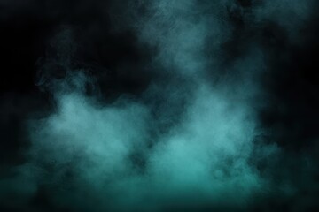 Teal smoke plumes against a dark background