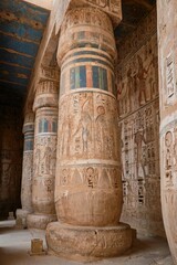 Luxor, Egypt - December 26 2023: Mortuary Temple of Ramesses III in Medinat Habu Complex