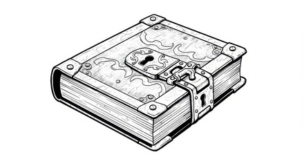 Closed Treasure Book with Black Lock Outline
