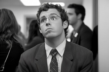 Stunned, surprised office worker