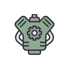 Engine colored icons, minimalist vector illustration ,simple transparent graphic element .Isolated on white background