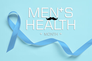 Pink awareness ribbon on color background. Breast cancer concept