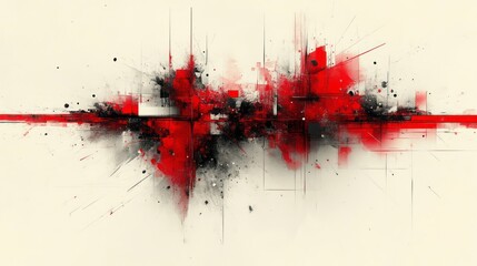 Abstract Red and Black Urban Artwork with Dynamic Lines and Shapes for Modern Design Projects