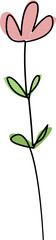 cute hand drawn flower. pen sketch flower ornament with outline.