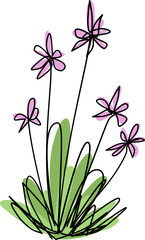 cute hand drawn flower. pen sketch flower ornament with outline.