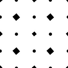 Simple seamless pattern with black and white geometric rhombus and circles .ornament for wallpaper, wrapping paper, textile. Vector