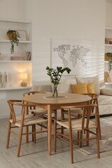 Beautiful furniture and decor in cozy living room. Interior design